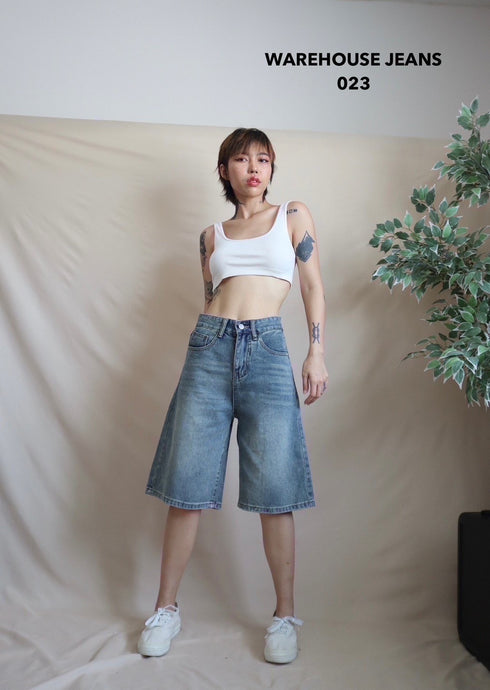 Denim high-waisted  knee-Length short